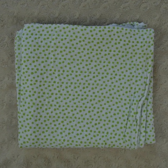 Swaddle Me Green Polka Dot Baby Blanket Muslin Cotton White Summer Infant - Picture 1 of 5